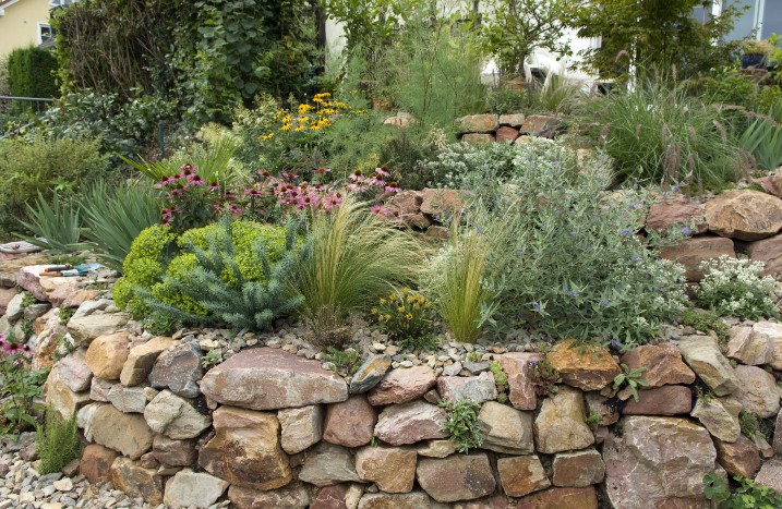 Trockenmauer im Garten