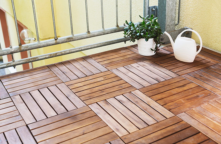 Balkon Fliesen Klicksystem Holz