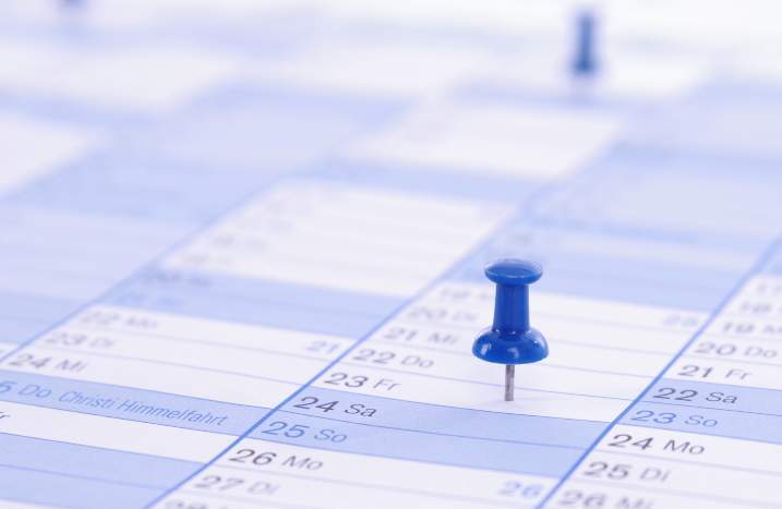Kalender mit markierten Terminen