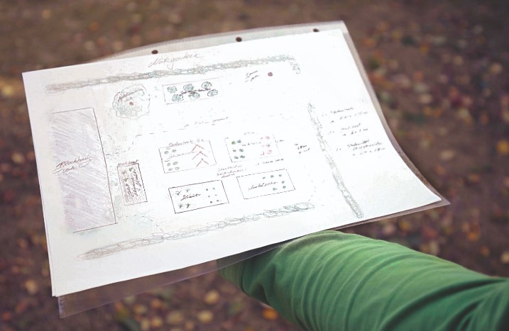 Plan von Blumenbeeten im Garten