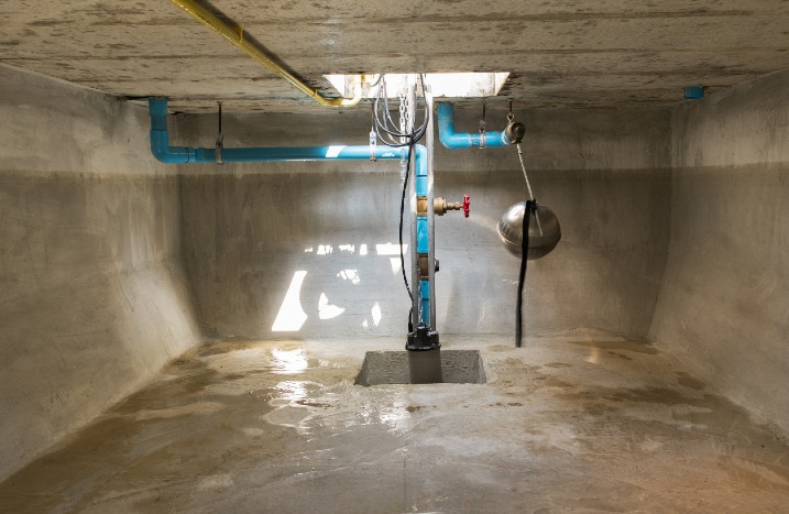 leerer, sauberer Wassertank im Boden