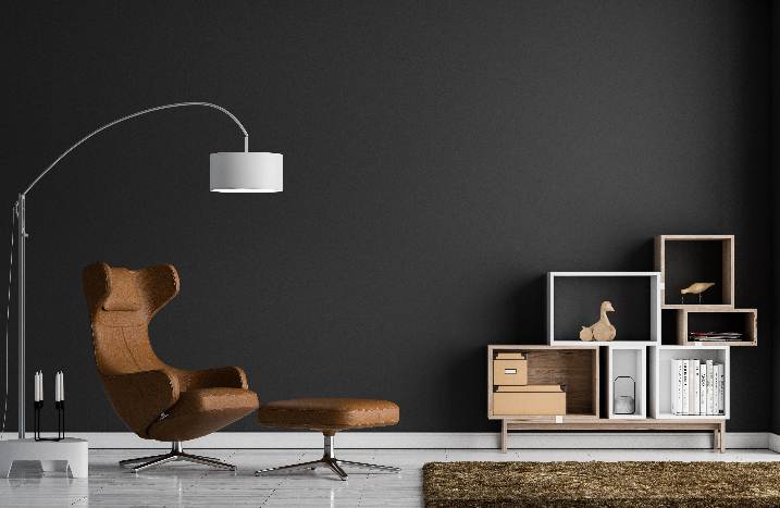 Minimalistisch eingerichtetes Wohnzimmer