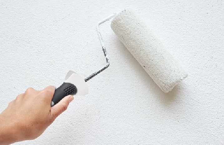 Wand wird mit Rolle gestrichen