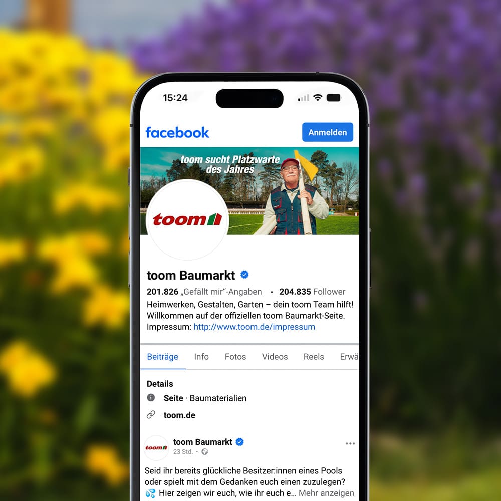 Screenshot des Facebook-Profils von toom Baumarkt