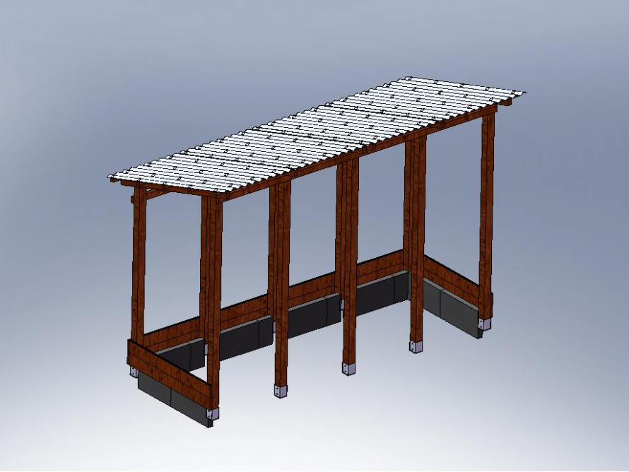 Holzgerüst eines Gartenhauses