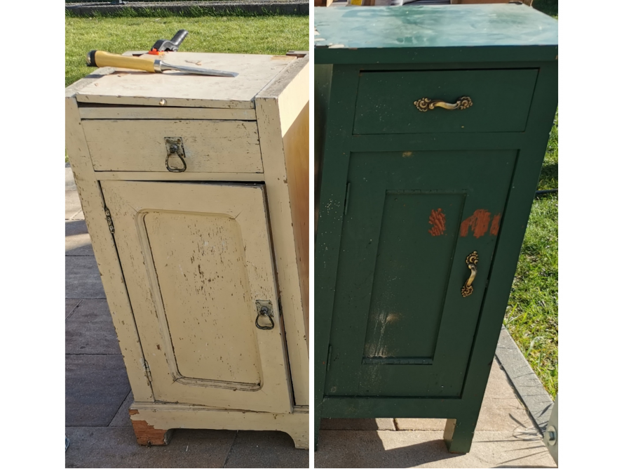 Restauration eines  Nachttischs Vorher-Nachher