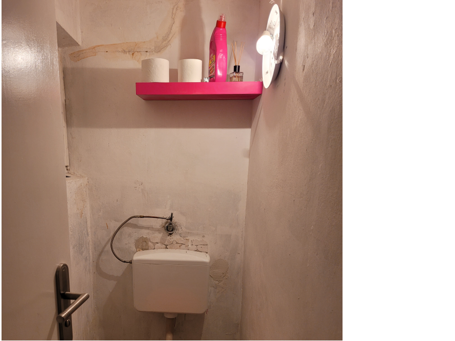 Toilette mit rosa Regal