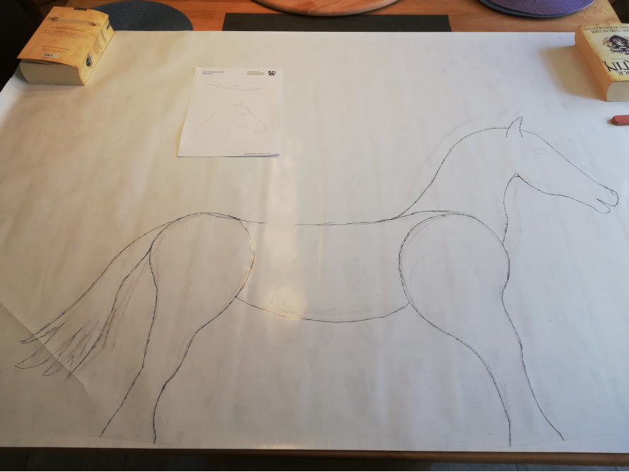 Bleistiftskizze eines Pferdes auf Papier