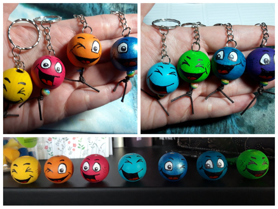 Bunte Smiley Schlüsselanhänger