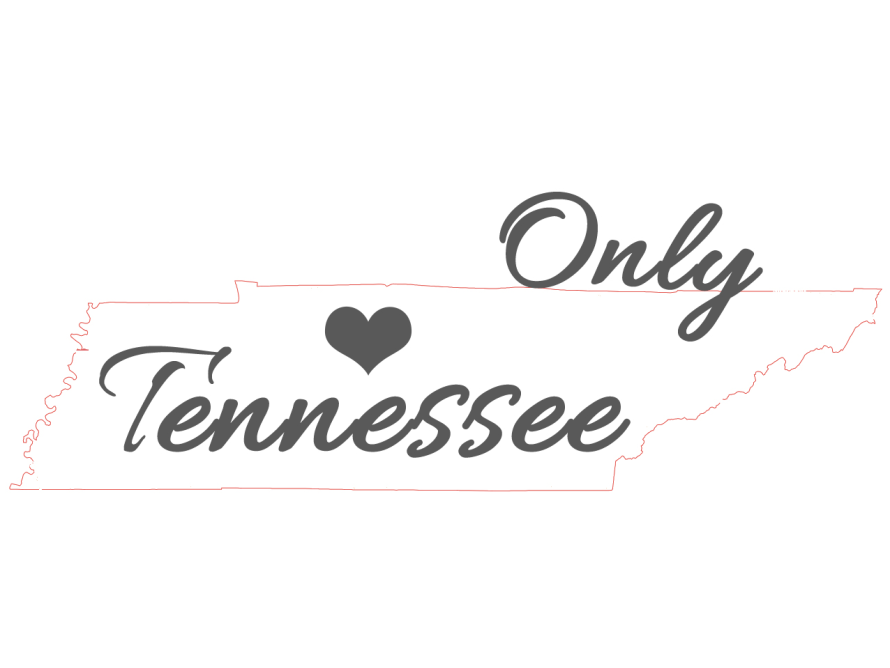 Umriss des Bundesstaates Tennessee mit einem Herz
