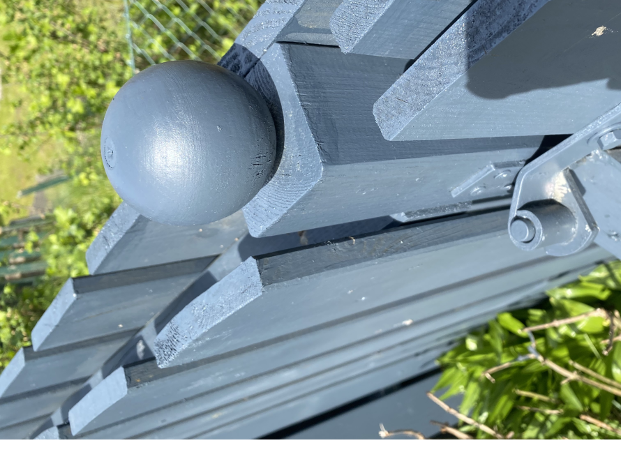 Detail eines Gartenhauses aus Holz