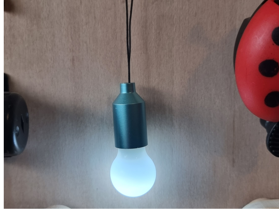 Glühbirne mit schwarzem Kabel