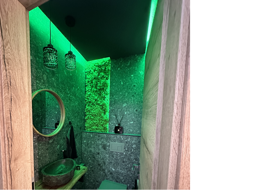 Modernes Badezimmer mit Mooswand