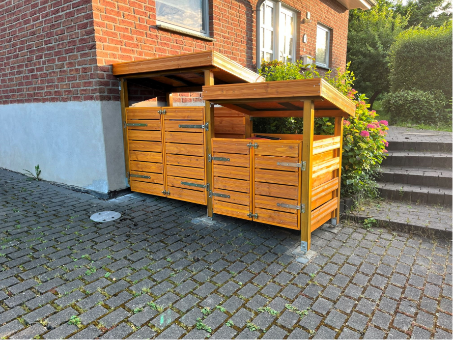 Doppelter Mülltonnenunterschrank aus Holz